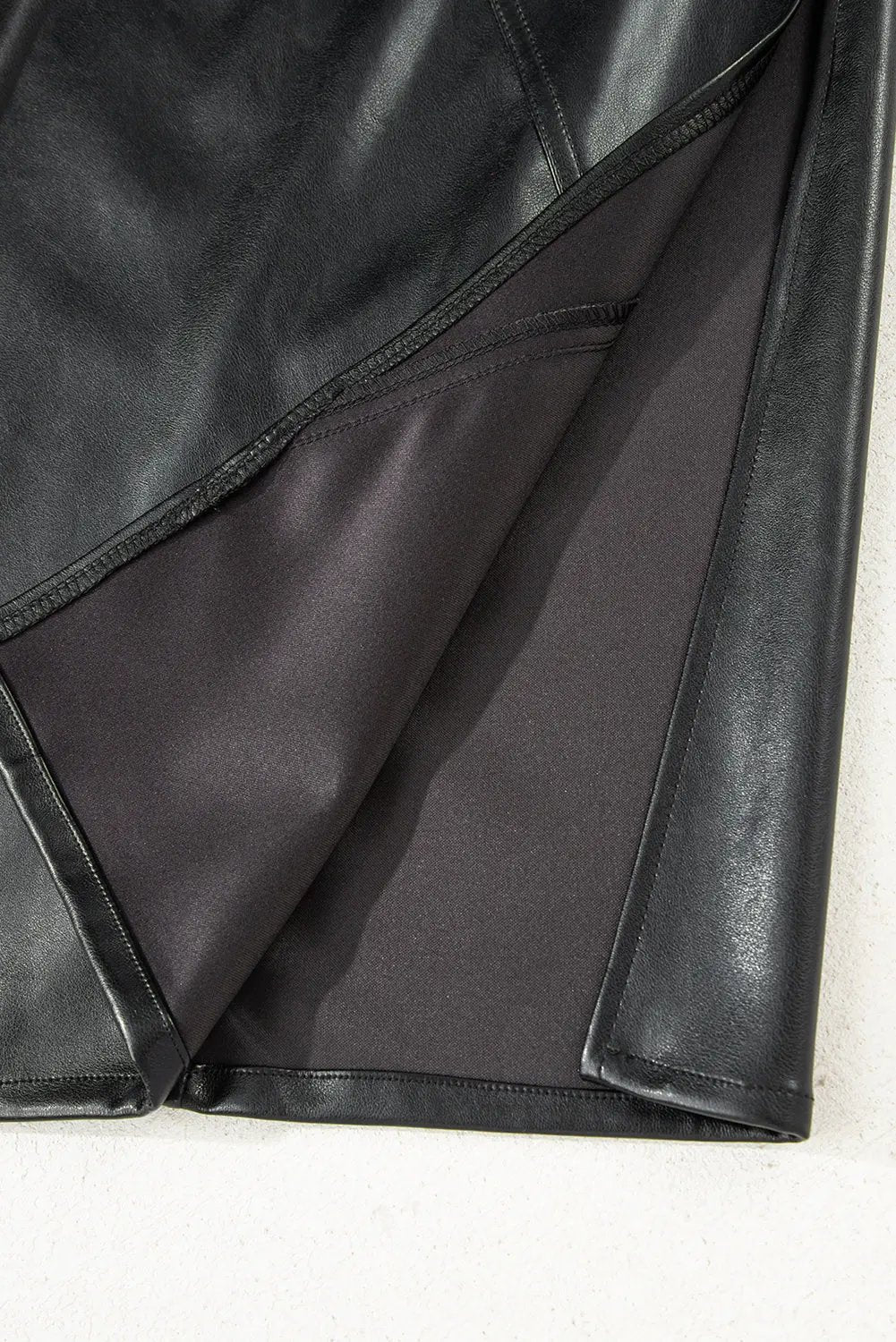 Black Faux Leather Side Slit Maxi Skirt For Evening Wear Dear-Lover Dropshipping